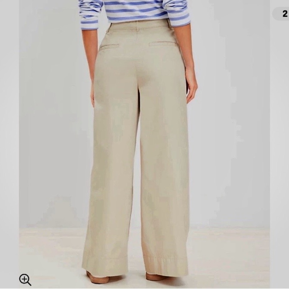 LOFT Poplin Wide Leg Pants in khaki - Picture 2 of 9